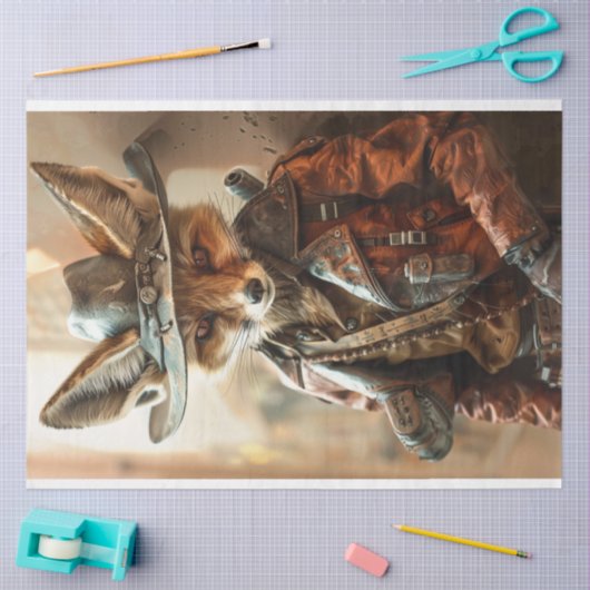 Papier Mousseline Steampunk Gunslinger Fox Decoupage (Artisanat)