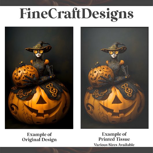 Papier Mousseline Steampunk Halloween Citrouille Lady F2L Decoupage