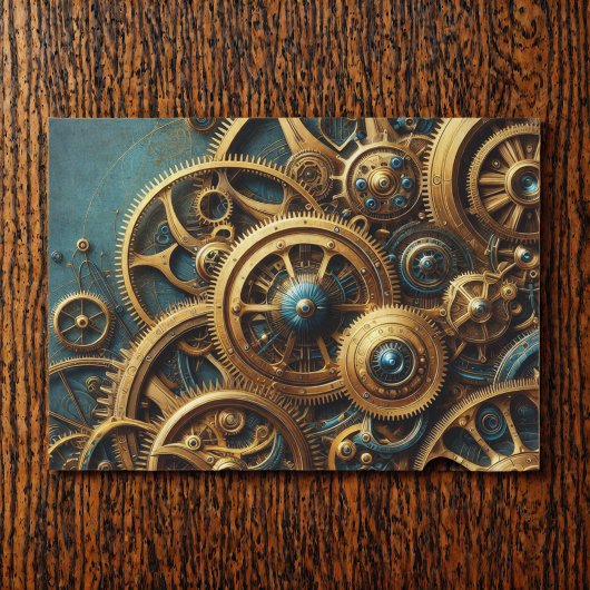 Papier Mousseline Steampunk Horkwork Or et Turquoise