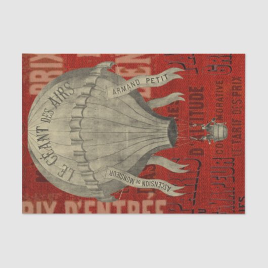 Papier Mousseline Steampunk Hot Air Ballon Ride Polices graphiques (Recto)