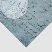 Papier Mousseline Steampunk Hot Air Balloon Dusk Blue écriture manus (Détail)