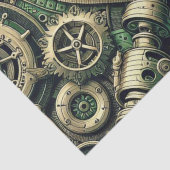 Papier Mousseline Steampunk Industrial Green Clocwork Gears (Détail)