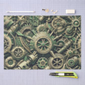 Papier Mousseline Steampunk Industrial Green Clocwork Gears (Artisanat)