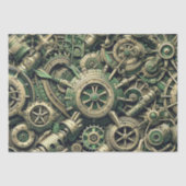 Papier Mousseline Steampunk Industrial Green Clocwork Gears (Recto)