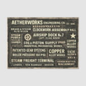 Papier Mousseline Steampunk Industrial Typography Sign FA5 Decoupage (Recto)