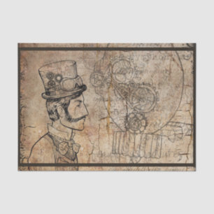 Papier Mousseline Steampunk Inventeur Top Hat Scientist Horloge