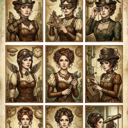 Papier Mousseline Steampunk Ladies decoupage for Small projects