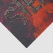 Papier Mousseline Steampunk Lettres à vapeur au milieu des flammes (Détail)