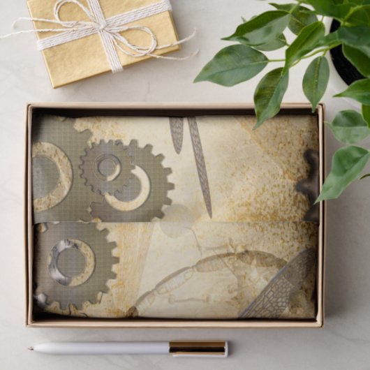 Papier Mousseline Steampunk, libellules merveilleuses de vapeur (Cadeau)