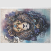 Papier Mousseline Steampunk Lion mâle violet bleu Grunge Découpage (Recto)