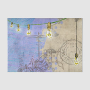 Papier Mousseline Steampunk Mécanique Edison Light Bulb Architect