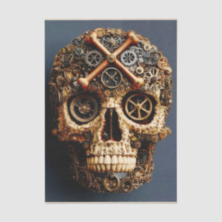 Papier Mousseline Steampunk Mechanical Gothic Skull FF8L Decoupage