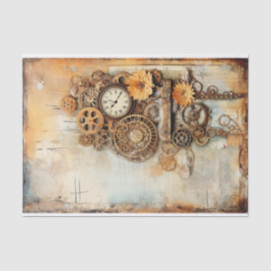 Papier Mousseline Steampunk Mélange Média dans des teintes rouillées