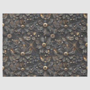 Papier Mousseline Steampunk Motif de vigne de fleur métallique pour