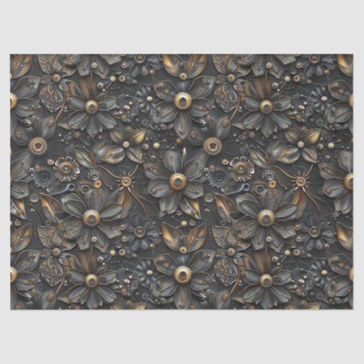 Papier Mousseline Steampunk Motif de vigne de fleur métallique pour (Recto)