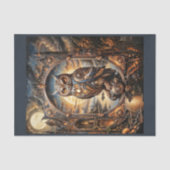 Papier Mousseline Steampunk Owl in apocalittic steampunk sunset (Recto)