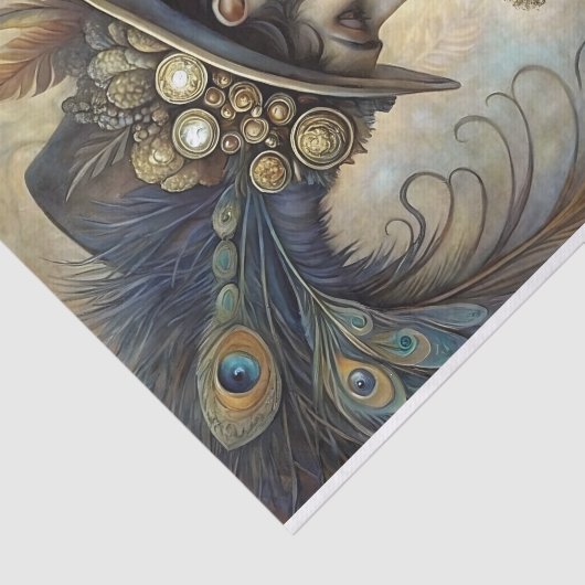 Papier Mousseline Steampunk Peacock Gentleman Decoupage (Détail)
