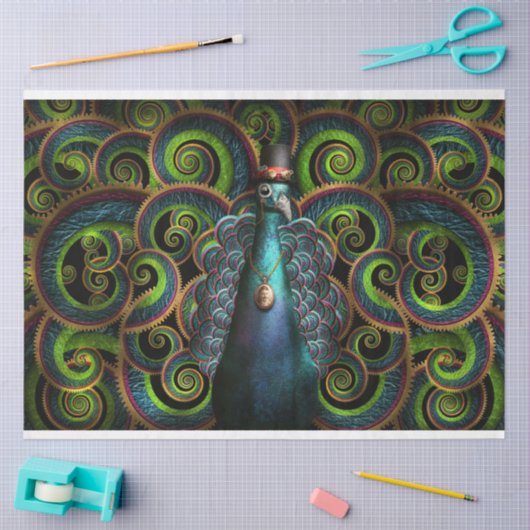 Papier Mousseline Steampunk - Plutôt un paon (Artisanat)