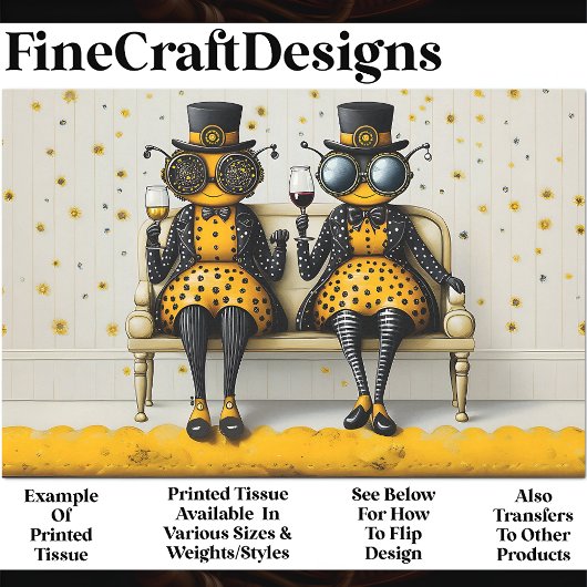 Papier Mousseline Steampunk Queen Bees + Vin AM7 Découpage