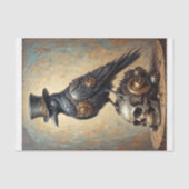 Papier Mousseline Steampunk raven with top hat and skull -  (Recto)