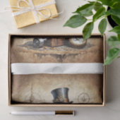 Papier Mousseline Steampunk Raven with top hat and watches (Cadeau)