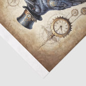 Papier Mousseline Steampunk Raven with top hat and watches (Détail)