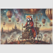 Papier Mousseline Steampunk Red Panda Balloon Voyage Découpage (Recto)