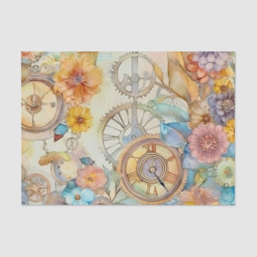 Papier Mousseline Steampunk rose vintage (Recto)