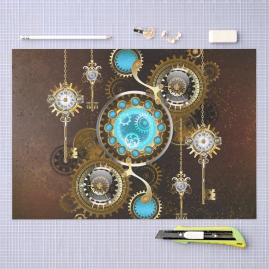 Papier Mousseline Steampunk Rusty Background (Artisanat)