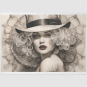 Papier Mousseline Steampunk Sepia Blonde Lady Découpage (Recto)