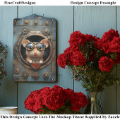 Papier Mousseline Steampunk Souris Blanche & Coeur Rouge Découpage B