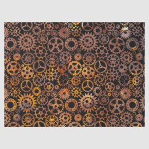 Papier Mousseline Steampunk Super Coloré Gears Rusty