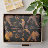 Papier Mousseline Steampunk Super Coloré Rousty Gears and Crows (Cadeau)