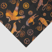 Papier Mousseline Steampunk Super Coloré Rousty Gears and Crows (Détail)