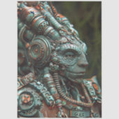 Papier Mousseline Steampunk Teal Orange Lizard Decoupage (Recto)