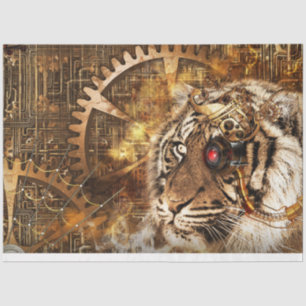 Papier Mousseline Steampunk Tiger Art 20x30 Découpage