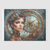 Papier Mousseline Steampunk Timekeeper Portrait Decoupage (Recto)