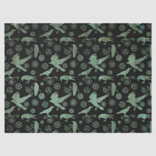 Papier Mousseline Steampunk Verdigris bronze engrenages et corbeaux