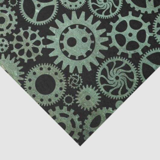 Papier Mousseline Steampunk Verdigris Bronze Gears (Détail)