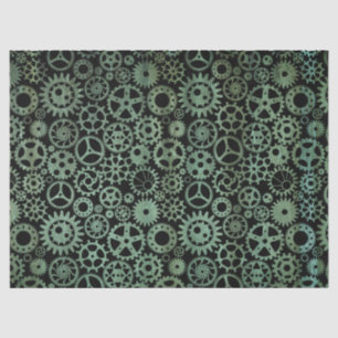 Papier Mousseline Steampunk Verdigris Bronze Gears