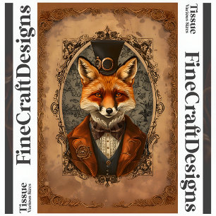Papier Mousseline Steampunk Victorian Elegant Fox A4L Decoupage