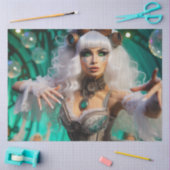 Papier Mousseline Steampunk Victorian Futuristic Green Dancer (Artisanat)