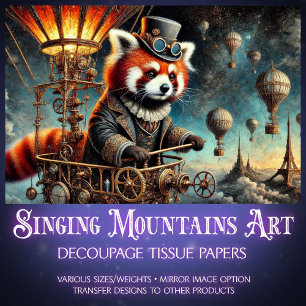Papier Mousseline Steampunk victorien Red Panda Dreams Decoupage