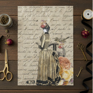 Papier Mousseline Steampunk Vieux Victorien Gold Lady Femme Vintage
