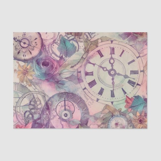 Papier Mousseline Steampunk vintage Floral (Recto)