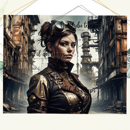 Papier Mousseline Steampunk Woman Decoupage v5