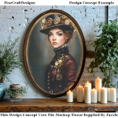 Papier Mousseline Steampunk Woman + Fleurs Portrait CJ3 Découpage