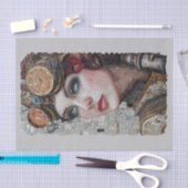 Papier Mousseline Steampunk Woman Goggles 2/2 Faux Mosaic 025 Tissu (Artisanat)