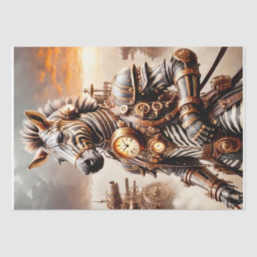Papier Mousseline Steampunk Zebra - Découpage - (Recto)