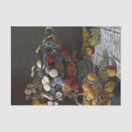 Papier Mousseline Still Life with Flowers and Fruit de Claude Monet (Recto)